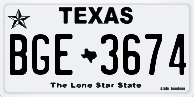 TX license plate BGE3674
