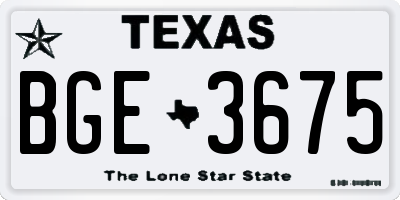 TX license plate BGE3675