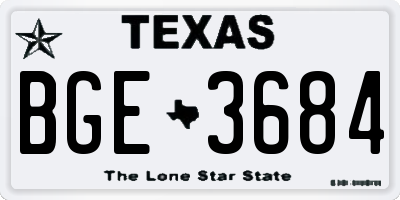 TX license plate BGE3684