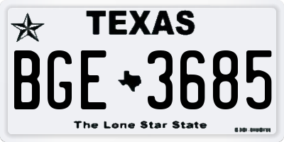TX license plate BGE3685