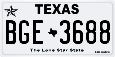 TX license plate BGE3688