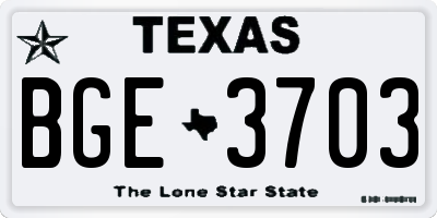 TX license plate BGE3703
