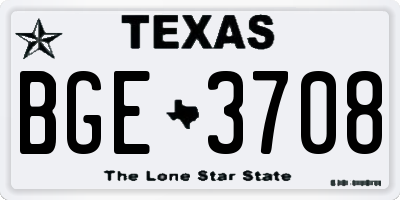 TX license plate BGE3708
