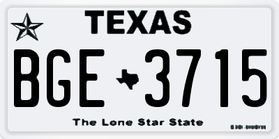 TX license plate BGE3715
