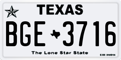 TX license plate BGE3716