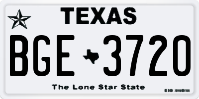 TX license plate BGE3720