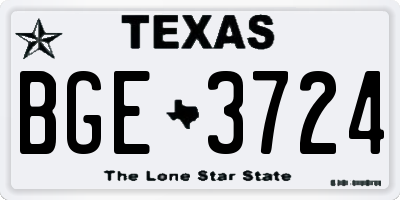 TX license plate BGE3724