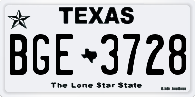 TX license plate BGE3728