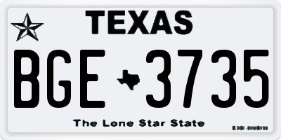 TX license plate BGE3735