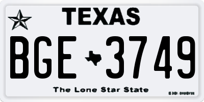 TX license plate BGE3749