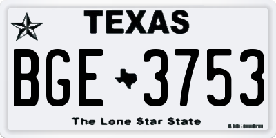 TX license plate BGE3753