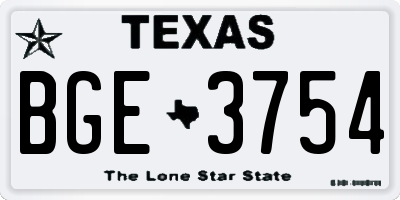 TX license plate BGE3754