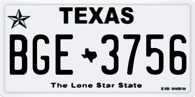 TX license plate BGE3756