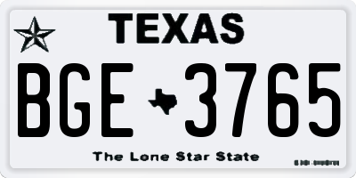 TX license plate BGE3765