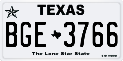 TX license plate BGE3766