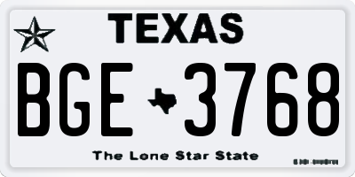 TX license plate BGE3768