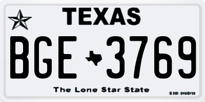 TX license plate BGE3769