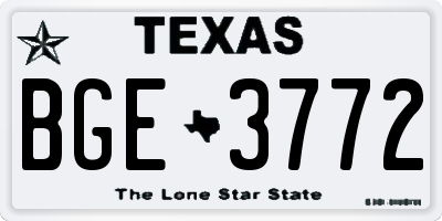 TX license plate BGE3772