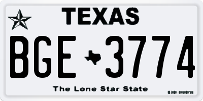 TX license plate BGE3774
