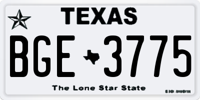 TX license plate BGE3775
