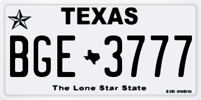 TX license plate BGE3777