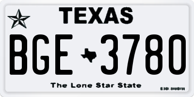 TX license plate BGE3780