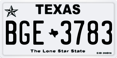 TX license plate BGE3783