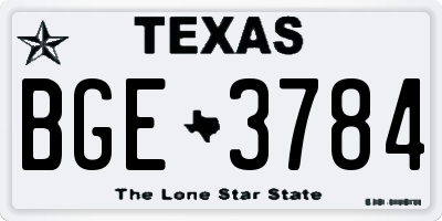 TX license plate BGE3784