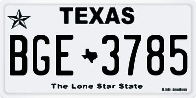 TX license plate BGE3785