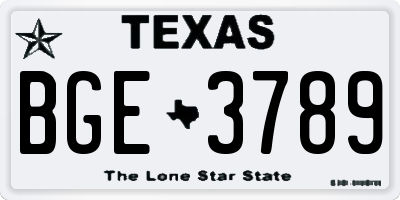 TX license plate BGE3789