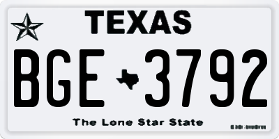 TX license plate BGE3792