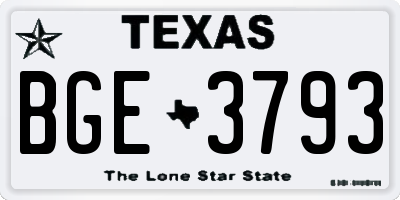 TX license plate BGE3793