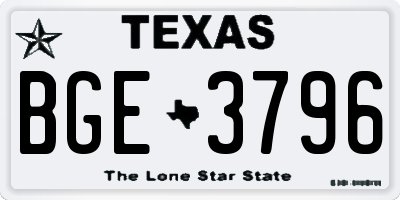 TX license plate BGE3796