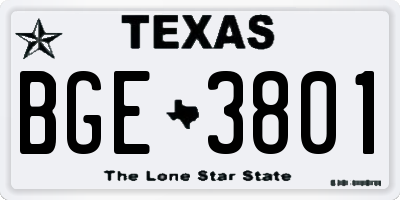 TX license plate BGE3801