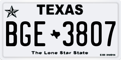 TX license plate BGE3807