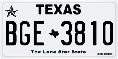 TX license plate BGE3810