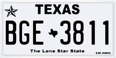 TX license plate BGE3811