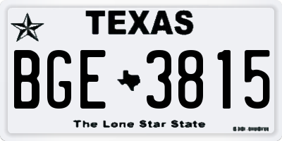 TX license plate BGE3815