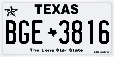 TX license plate BGE3816