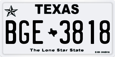 TX license plate BGE3818