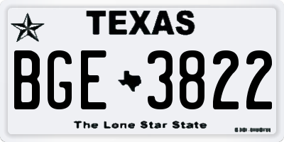 TX license plate BGE3822