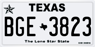 TX license plate BGE3823