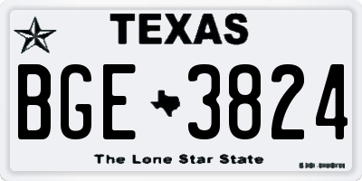 TX license plate BGE3824