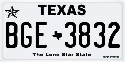 TX license plate BGE3832