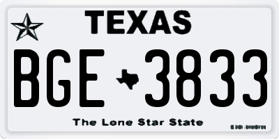 TX license plate BGE3833