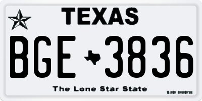 TX license plate BGE3836