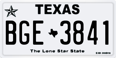 TX license plate BGE3841