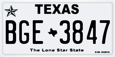 TX license plate BGE3847
