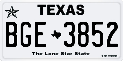 TX license plate BGE3852
