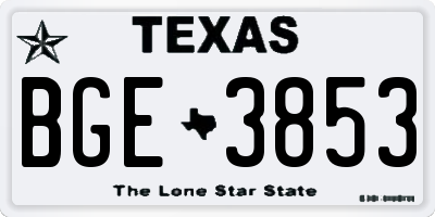 TX license plate BGE3853